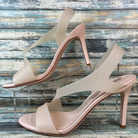 Deltan Tinsley Sandal Womens 9 Beige Silicone Open Toe Slip On Dress Eveningwear - Picture 2 of 11